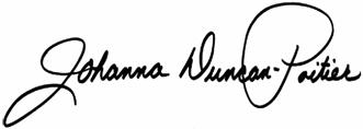 signature of Johanna Duncan Poitier